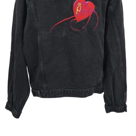 Vintage ID Wear Passion Parties Black Denim Jacket Adult L Embroidered Patch - Picture 8 of 12
